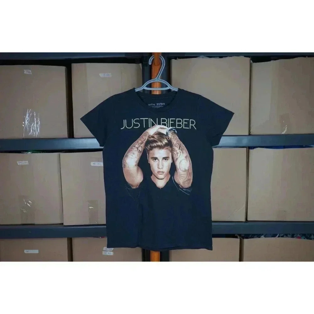 Justin Bieber Tshirt Black Women's S 2016 #449